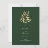 Faire-part de mariage feuille de forêt dorée (Devant)
