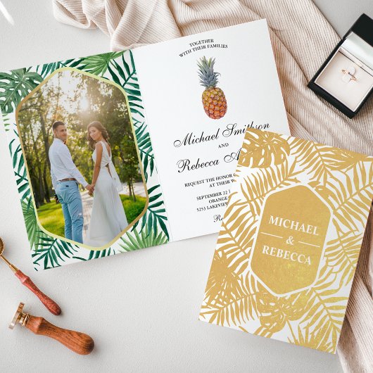 Faire-part de mariage Feuille de palmier en feuill