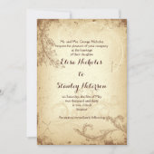 faire-part de mariage feuille de scroll beige vint (Devant)