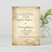 faire-part de mariage feuille de scroll beige vint (Debout devant)