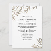 Faire-part de mariage feuille de vin d'or (Devant)