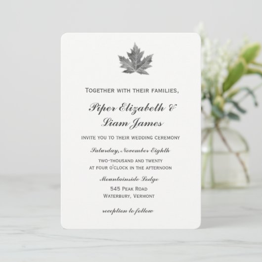 Faire-part de mariage Feuille d'érable (Debout devant)