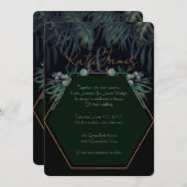 Faire-part de mariage Feuille d'Eucalyptus foncé e (Devant / Derrière)