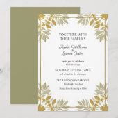 Faire-part de mariage feuille d'olive dorée Sage (Devant / Derrière)