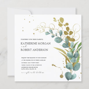 faire-part de mariage feuille d'or