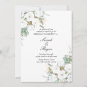 Faire-part de mariage Feuille d'or floral blanc (Devant)