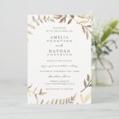 Faire-part de mariage feuille d'or moderne (Debout devant)