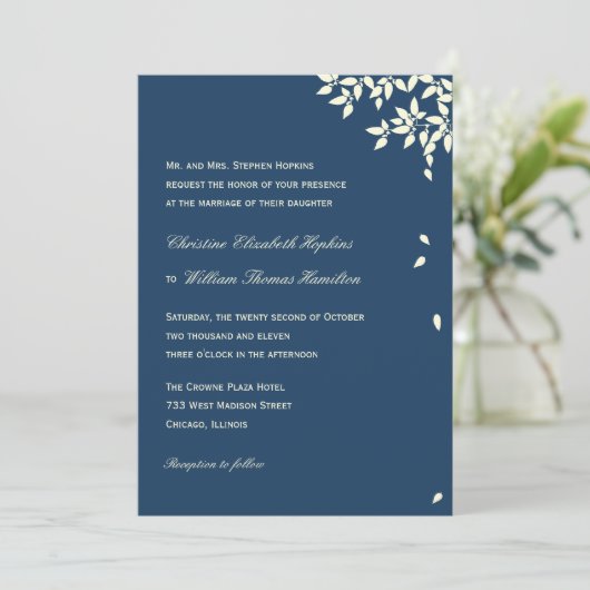 Faire-part de mariage Feuille en chute libre (Mari (Debout devant)