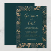 Faire-part de mariage feuille feuille feuille feui (Devant / Derrière)