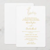 Faire-part de mariage feuille minimale en or (Devant / Derrière)