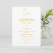 Faire-part de mariage feuille minimale en or (Debout devant)