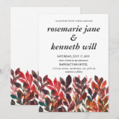 Faire-part de mariage feuille peint à la main (Devant / Derrière)