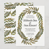 Faire-part de mariage Feuille peint à la main (Devant / Derrière)