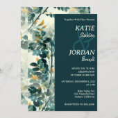 Faire-part de mariage Feuille peint chic (Devant / Derrière)