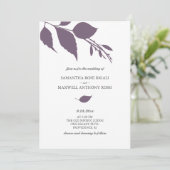 Faire-part de mariage feuille prune pourpre (Debout devant)