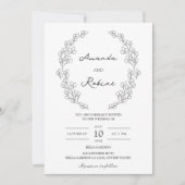 Faire-part de mariage feuille simple et élégant (Devant)