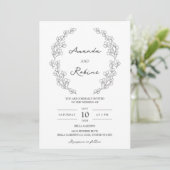Faire-part de mariage feuille simple et élégant (Debout devant)