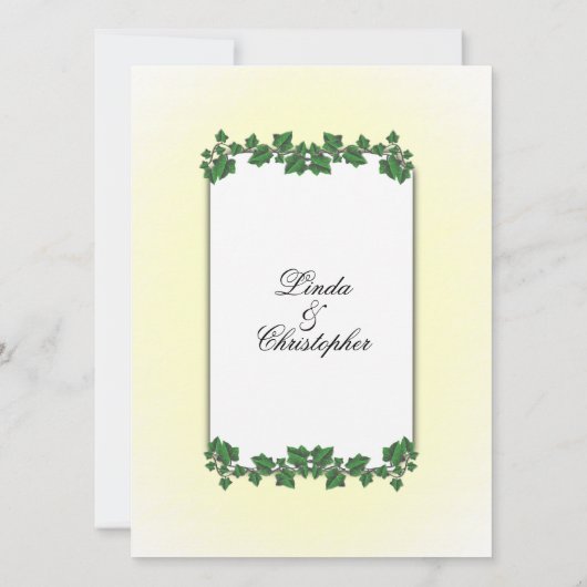 Faire-part de mariage Feuille vert et crème jaune (Dos)
