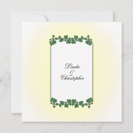 Faire-part de mariage Feuille vert et crème jaune (Dos)
