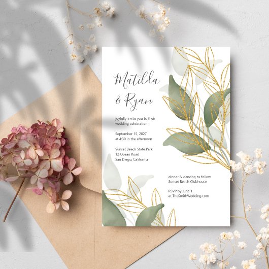 Faire-part de mariage Feuilles bio