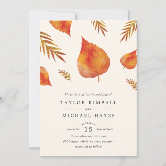 Faire-part de mariage Feuilles d'automne (Devant)