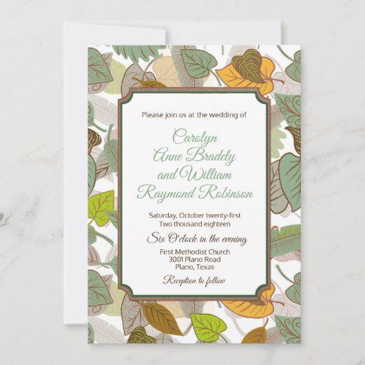 Faire-part de mariage Feuilles d'automne (Devant)