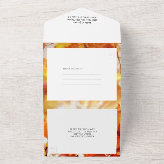 Faire-part de mariage Feuilles d'automne en une se (Dehors)