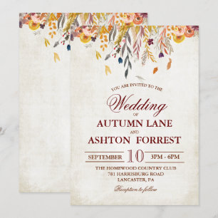 Faire-Part de Mariage Feuilles d'Automne Rustique