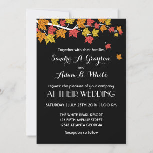 Faire-part de mariage Feuilles de érable tombant n