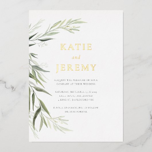 Faire-Part de Mariage Feuilles de Gommier Eucalypt (Recto)