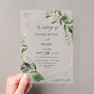 Faire-Part de Mariage Feuilles & Eucalyptus Or