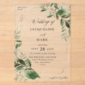 Faire-Part de Mariage Feuilles & Eucalyptus Or (Recto)