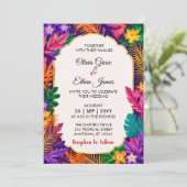Faire-part de mariage Feuilles tropicales (Debout devant)