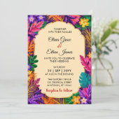Faire-part de mariage Feuilles Tropicales (Debout devant)
