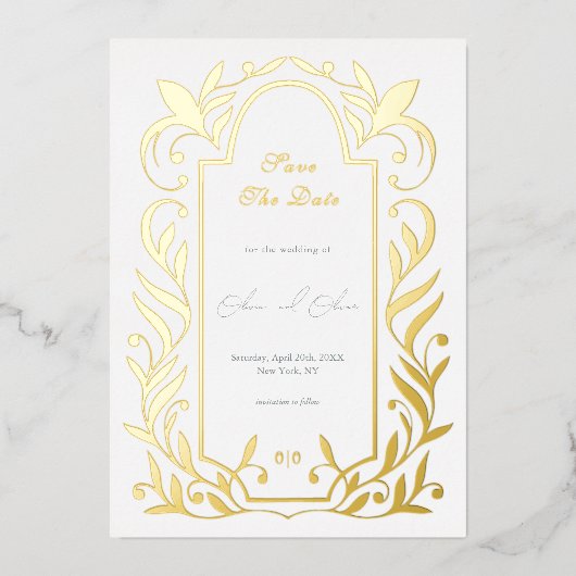Faire-Part de Mariage Feuilles Vertes Save The Dat (Recto)