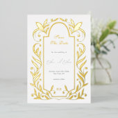 Faire-Part de Mariage Feuilles Vertes Save The Dat (Debout devant)