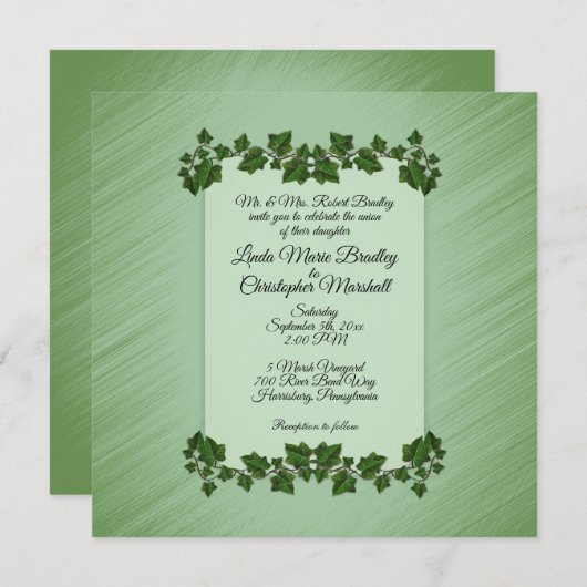 Faire-part de mariage Feuilles verts (Devant / Derrière)