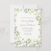 Faire-part de mariage feuilles verts (Devant)