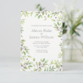 Faire-part de mariage feuilles verts (Debout devant)