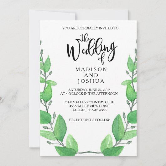 Faire-part de mariage Feuilles verts (Devant)