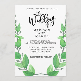 Faire-part de mariage Feuilles verts
