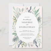 Faire-part de mariage feuillu de feuillage vert (Devant)