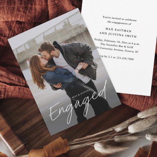 Faire-part de mariage fiançailles moderne avec pho