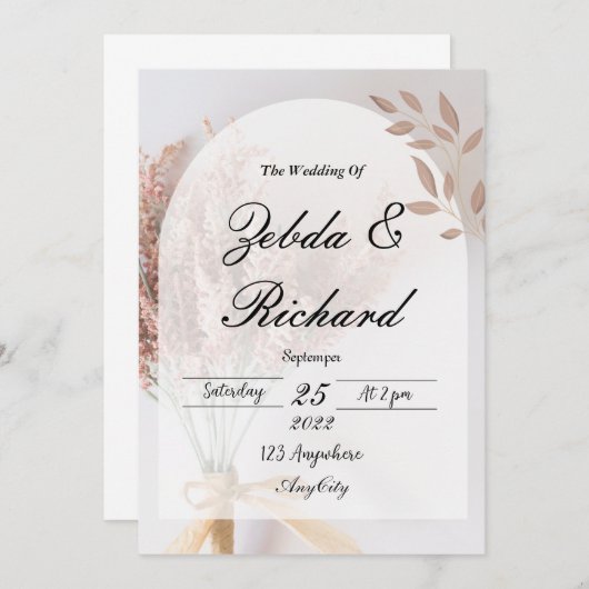 Faire-part de mariage fixe (Devant / Derrière)