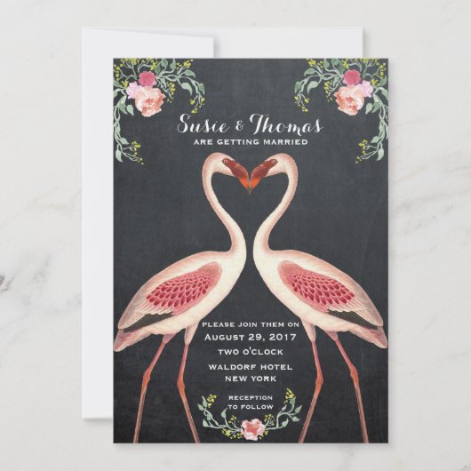 faire-part de mariage Flamant rose (Devant)