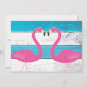 Faire-part de mariage Flamant rose bleu et blanc (Dos)