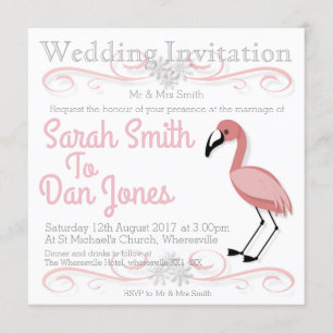Faire-part de mariage Flamant rose (personnalisabl