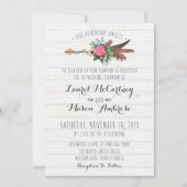 Faire-part de mariage Flèche à Plumes Bohème Rusti (Devant)