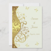 Faire-part de mariage : Flèche d'or et ivoire 5x7 (Devant)