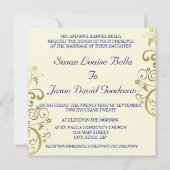 Faire-part de mariage: Flèches Bleu foncé et Or (Dos)